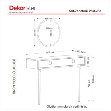 Dekorister Exclusive Goldy Aynalı Dresuar Ceviz