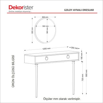 Dekorister Exclusive Goldy Aynalı Dresuar Ceviz