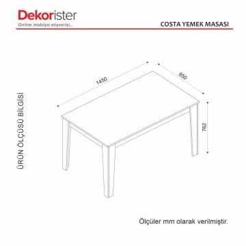 Dekorister Exclusive Costa Yemek Masası Ceviz