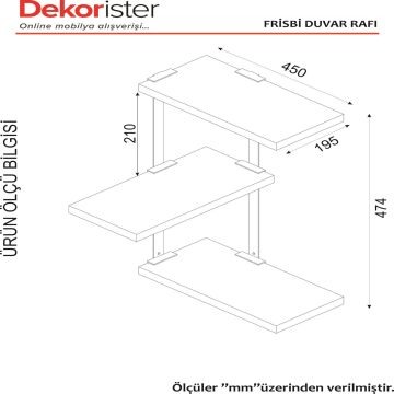 Dekorister Frisbi Köşe Duvar Rafı Ceviz