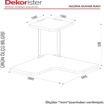 Dekorister Agora Köşe Duvar Rafı Ceviz
