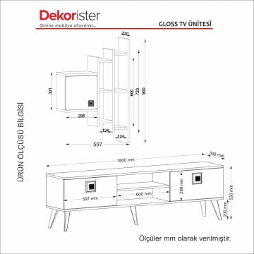 Dekorister Exclusive Gloss Tv Ünitesi Ceviz