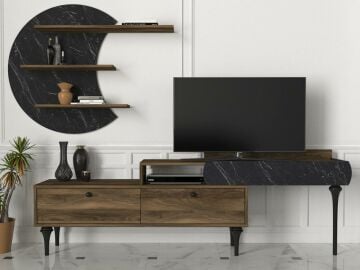 Dekorister Exclusive Padre Tv Ünitesi Ceviz-Mermer