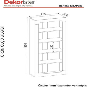 Dekorister Exclusive Rentes Kitaplık Beyaz-Ceviz