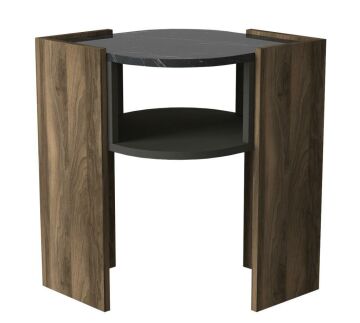 Dekorister Exclusive Marbel Koltuk Yan Sehpa Ceviz-Mermer