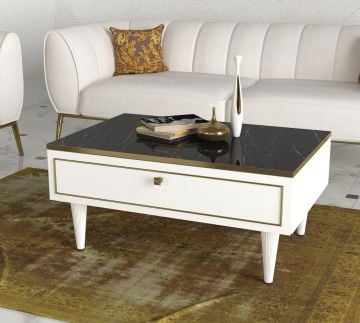 Dekorister Exclusive Ravenna Orta Sehpa Beyaz-Mermer