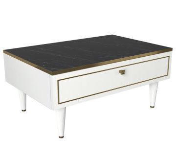 Dekorister Exclusive Ravenna Orta Sehpa Beyaz-Mermer