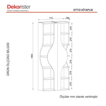 Dekorister Otto Kitaplık Lidya-Antrasit