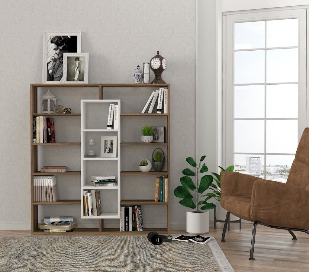 Dekorister Ample Kitaplık Ceviz-Beyaz