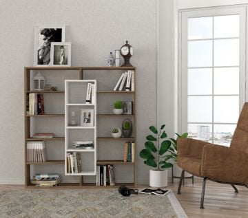 Dekorister Ample Kitaplık Ceviz-Beyaz