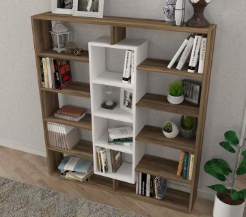 Dekorister Ample Kitaplık Ceviz-Beyaz