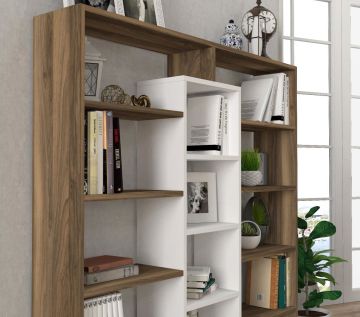 Dekorister Ample Kitaplık Ceviz-Beyaz