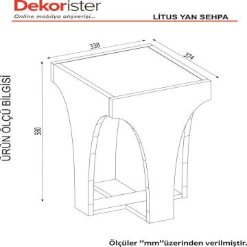 Dekorister Litus Camlı Yan Sehpa Ceviz-Antrasit
