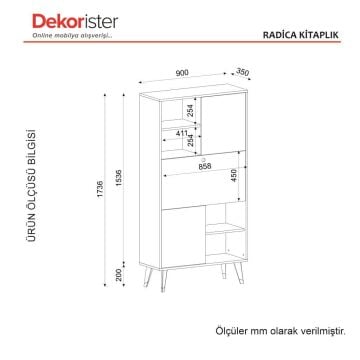 Dekorister Radica Kitaplık Antrasit- Mermer