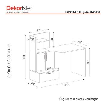 Dekorister Padora Çalışma Masası Ceviz-Beyaz