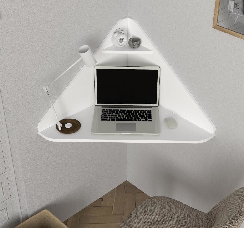 Dekorister Homeoffice Köşe Çalışma Masası Beyaz