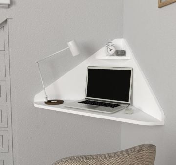 Dekorister Homeoffice Köşe Çalışma Masası Beyaz