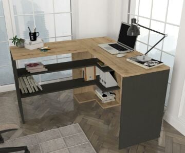 Dekorister Stylo Çalışma Masası Safir - Antrasit
