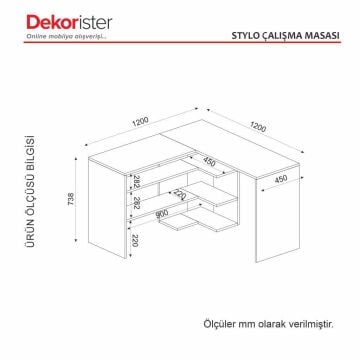Dekorister Stylo Çalışma Masası Safir - Antrasit