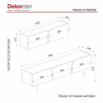 Dekorister Piazza Tv Ünitesi Cura - Antrasit - Nehirkumu