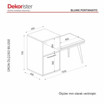 Dekorister Blume Puflu Dresuar Portmanto Ayakkabılık Ceviz - Siyah