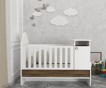 Dekorister Lora Baby Büyüyen Beşik Beyaz-Ceviz