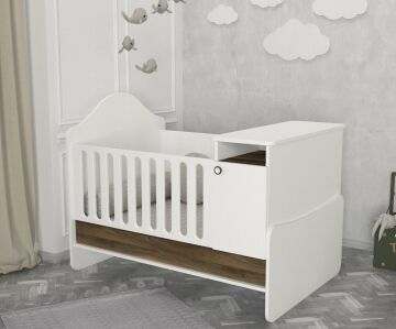 Dekorister Lora Baby Büyüyen Beşik Beyaz-Ceviz