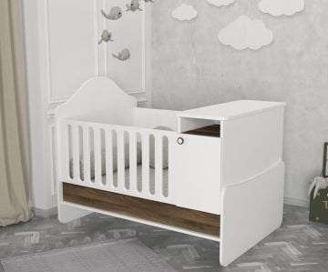 Dekorister Lora Baby Büyüyen Beşik Beyaz-Ceviz