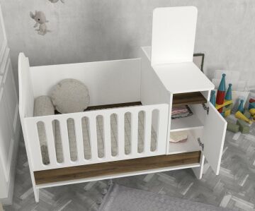 Dekorister Lora Baby Büyüyen Beşik Beyaz-Ceviz
