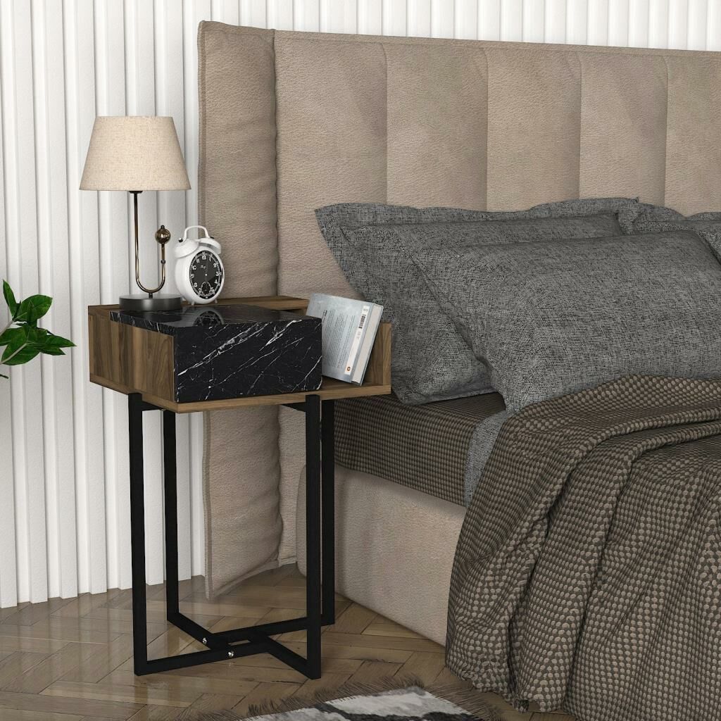 Dekorister Lava Komodin Ceviz-Mermer
