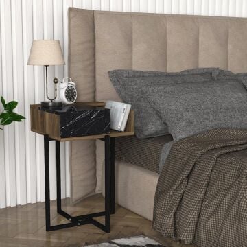 Dekorister Lava Komodin Ceviz-Mermer