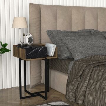 Dekorister Lava Komodin Ceviz-Mermer