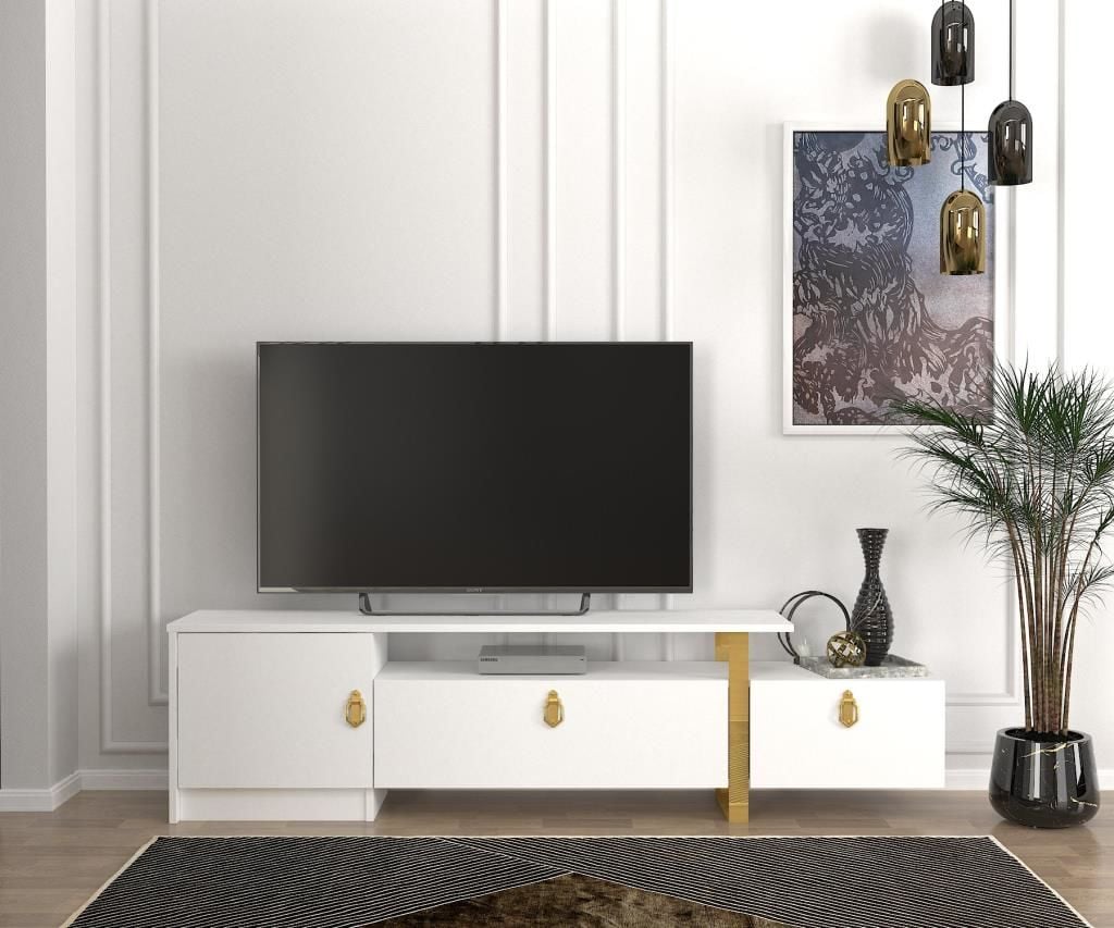 Dekorister Aramis Tv Sehpası Beyaz - Gold