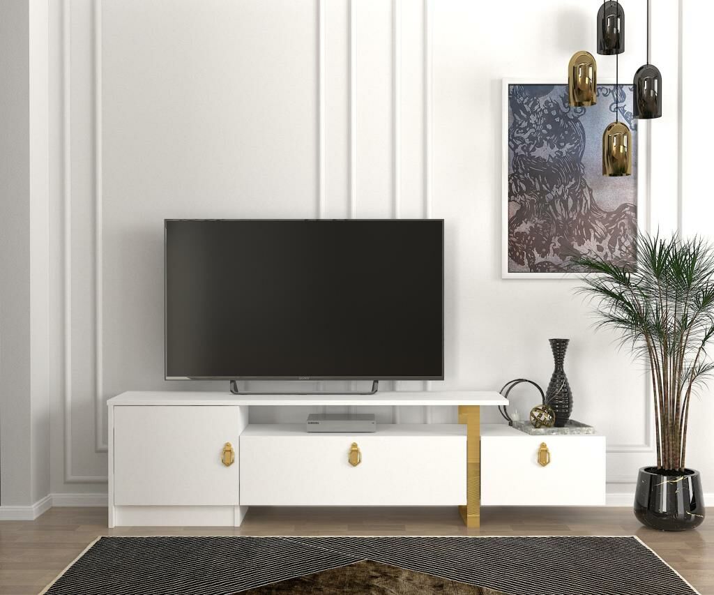 Dekorister Aramis Tv Sehpası Beyaz - Gold