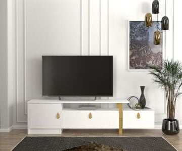 Dekorister Aramis Tv Sehpası Beyaz - Gold