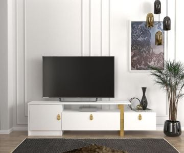 Dekorister Aramis Tv Sehpası Beyaz - Gold