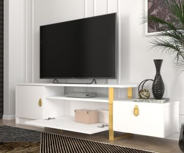 Dekorister Aramis Tv Sehpası Beyaz - Gold