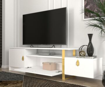 Dekorister Aramis Tv Sehpası Beyaz - Gold