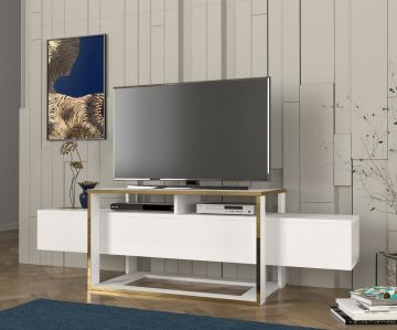Dekorister Bianco Tv Sehpası Beyaz - Gold