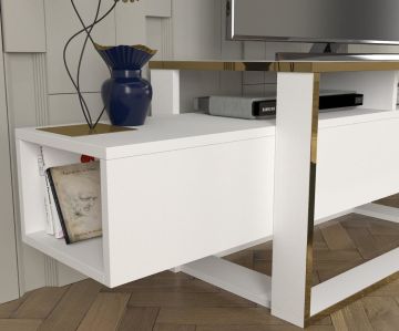Dekorister Bianco Tv Sehpası Beyaz - Gold