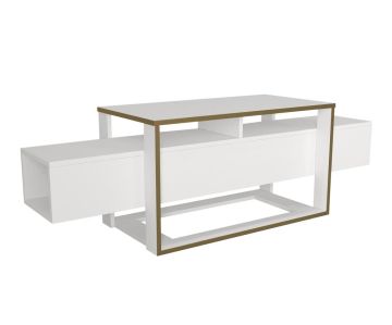 Dekorister Bianco Tv Sehpası Beyaz - Gold