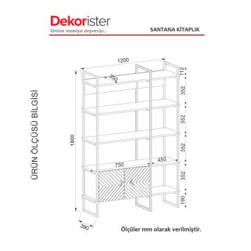 Dekorister Santana Kitaplık Beyaz - Gold