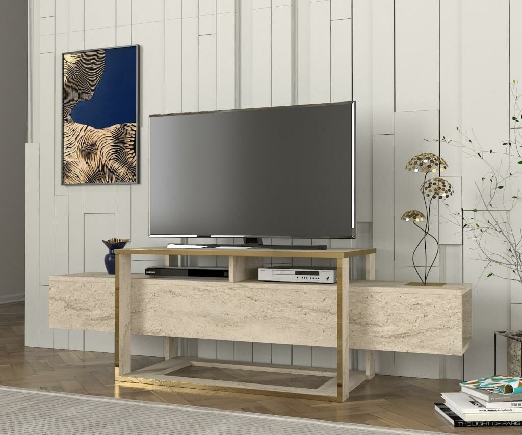 Dekorister Bianco Tv Sehpası Traverten