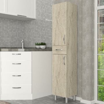 Dekorister Selin 2 Kapak 1 Çekmeceli Banyo Boy Dolabı Traverten