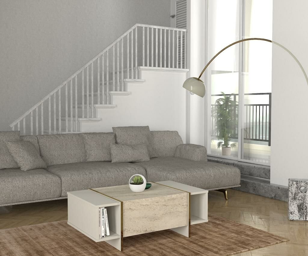 Dekorister Exclusive Veyron Orta Sehpa Kumtaşı-Traverten