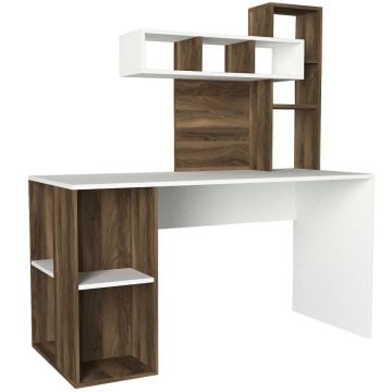 Dekorister Coral Kitaplıklı Çalışma Masası Beyaz-Ceviz