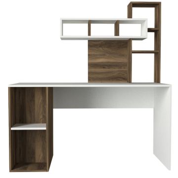 Dekorister Coral Kitaplıklı Çalışma Masası Beyaz-Ceviz