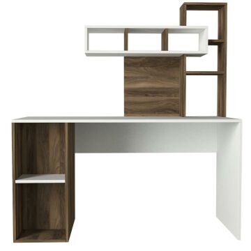 Dekorister Coral Kitaplıklı Çalışma Masası Beyaz-Ceviz