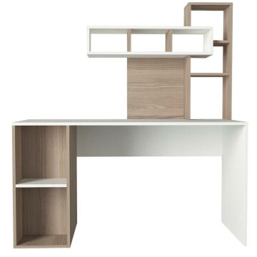 Dekorister Coral Kitaplıklı Çalışma Masası Beyaz-Cordoba