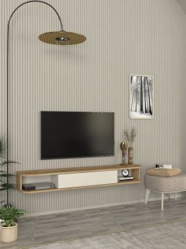 Dekorister Cross Tv Sehpası Sepet - Kumtaşı 150 cm